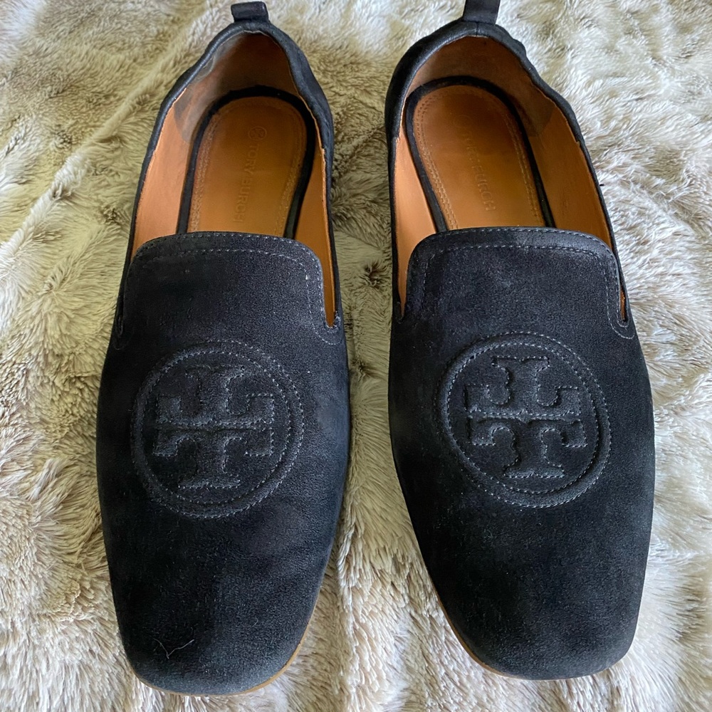 Size 10.5 black suede Tory Burch